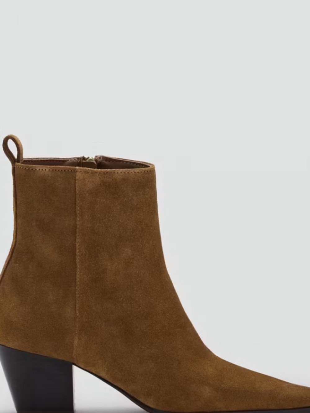 Mango Suede Ankle Pointed Toe Boots in Tobacco Brown - Picture 3 of 8